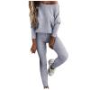 2 Piece Sets for Women Lounge Sets Sweatshirt Legging Jogger Set Tracksuits Sweatsuit Workout Outfits Fall Clothes (Grey, S) view 1