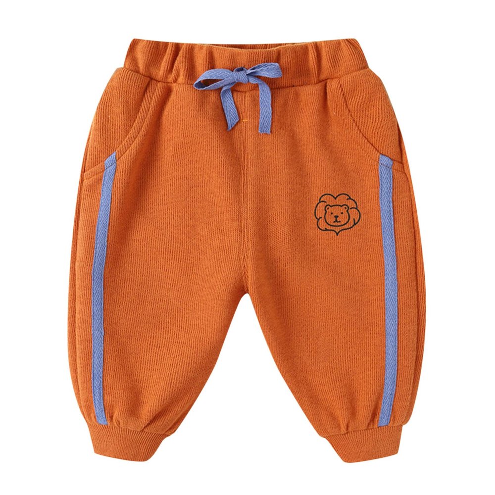 Baby Boys Cute Sweatpants Infant Cotton Harem Pants Toddler Active Joggers Pants Casual Athletic (Orange, 12-18 Months)