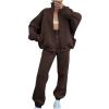 HGps8w Womens Full Zip Up Tracksuit Sets Casual Solid Oversized Sweatshirt Jackets Jogging Sweatsuits 2 Piece Lounge Outfits view 1
