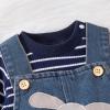 12 Month Boy Clothes Baby Fall Winter Newborn Fashion Outfits Infant Long Sleeve Striped Romper Cute Dog Cartoon Button Jeans Overalls Pants Set Midnight Blue 9-12 Months view 4