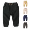 Baby Boys Toddler School Uniform Pants Elastic Waist Trousers with Pocket Solid Color Chino Pants (Khaki, 4-5 Years) view 1