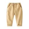 Baby Boys Toddler School Uniform Pants Elastic Waist Trousers with Pocket Solid Color Chino Pants (Khaki, 4-5 Years) view 2