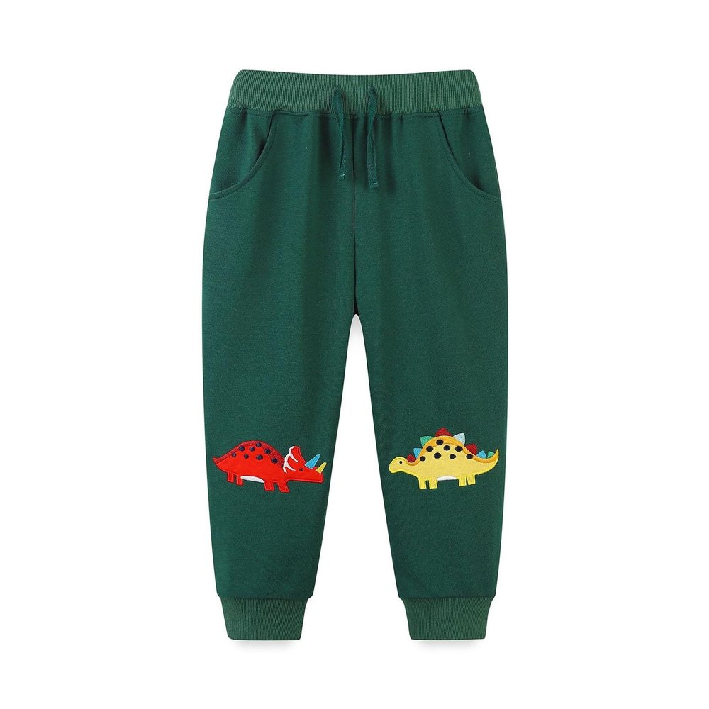 Baby Boy Drawstring Elastic Sweatpants,Toddler Cotton Cute Cartoon Active Jogger Pants with Pockets (Green, 5 Years)