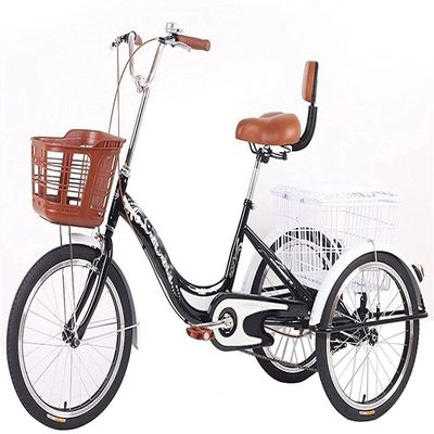 DBZRRKHDC Adult Tricycle Cruiser Bike Shopping Outdoor Sport Tricycle Adult 20inch Elderly 3 Wheel Bicycle Tricycles Beach Bike with Double Brake Men's and Women's Human-Powered Bicycles Pedal