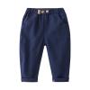 Baby Boys Toddler School Uniform Pants Elastic Waist Trousers with Pocket Solid Color Chino Pants (Navy, 4-5 Years) view 2
