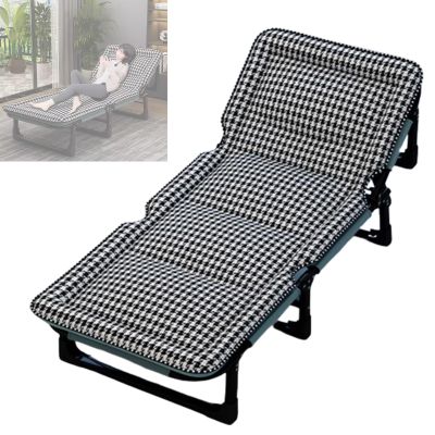 Folding Camping Cot with Mattresses 4-Level Adjustment of Backrest Portable Foldable Bed Provide A Comfortable Rest for Camping, Home, Office, No Installation Required(Multi-Colored,175 * 56 * 30cm)