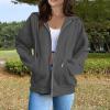 EKIYVO Zip Up Hoodie Women's Long Sleeve Cotton Plus Size Jacket With Hood Soft Hoodies Light Weight Solid Color Zip Up Sweatshirt Dark Gray 3X-Large 13 view 2