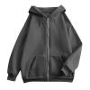 EKIYVO Zip Up Hoodie Women's Long Sleeve Cotton Plus Size Jacket With Hood Soft Hoodies Light Weight Solid Color Zip Up Sweatshirt Dark Gray 3X-Large 13 view 3