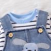 12-18 Month Boy Clothes Baby Fall Winter Newborn Fashion Outfits Infant Long Sleeve Striped Romper Cute Dog Cartoon Button Jeans Overalls Pants Set Blue 12-18 Months view 4