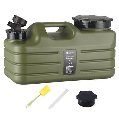 ALINUOYQ 5L Gallon Portable Camping Water Jug, BPA Free Water Container with Spigot, Reliance Large Green Water Bottle, Military & Multifunction Water Storage Containers for Outdoor