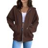 EKIYVO Zip Up Hoodie Women's Long Sleeve Cotton Plus Size Jacket With Hood Soft Hoodies Light Weight Solid Color Zip Up Sweatshirt Coffee Hoodies Large 22 view 1