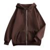 EKIYVO Zip Up Hoodie Women's Long Sleeve Cotton Plus Size Jacket With Hood Soft Hoodies Light Weight Solid Color Zip Up Sweatshirt Coffee Hoodies Large 22 view 3