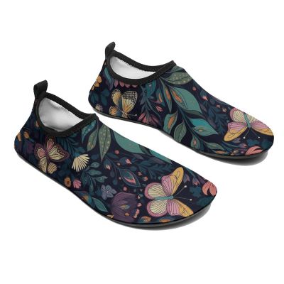 Water Shoes for Women Men Quick-Dry Barefoot Water Sports Shoes Blue and Yellow Flowers Sport Beach Swim Shoes