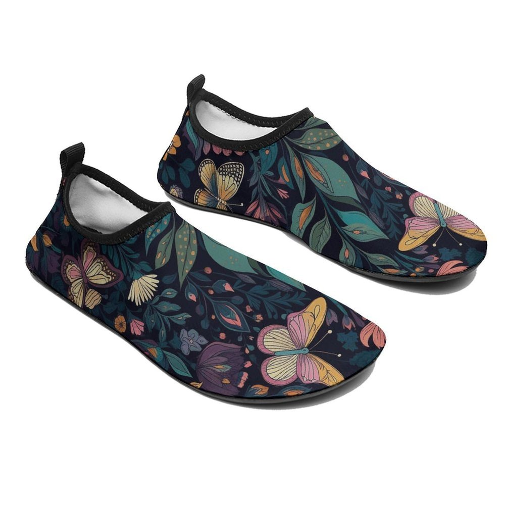 Water Shoes for Women Men Quick-Dry Barefoot Water Sports Shoes Blue and Yellow Flowers Sport Beach Swim Shoes