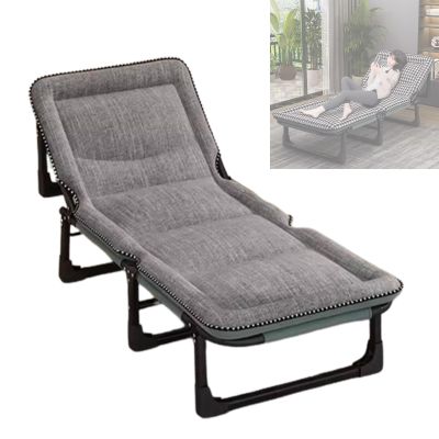 Folding Camping Cot with Mattresses 4-Level Adjustment of Backrest Portable Foldable Bed Provide A Comfortable Rest for Camping, Home, Office, No Installation Required(Gray,190 * 68 * 30cm)