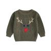 MOLZULAMS Toddler Baby Girl Boy Christmas Outfit My First Christmas/Elk Embroidery Sweater Crewneck Sweatshirt Xmas Clothes (Army Green, 2T) view 1