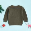 MOLZULAMS Toddler Baby Girl Boy Christmas Outfit My First Christmas/Elk Embroidery Sweater Crewneck Sweatshirt Xmas Clothes (Army Green, 2T) view 2