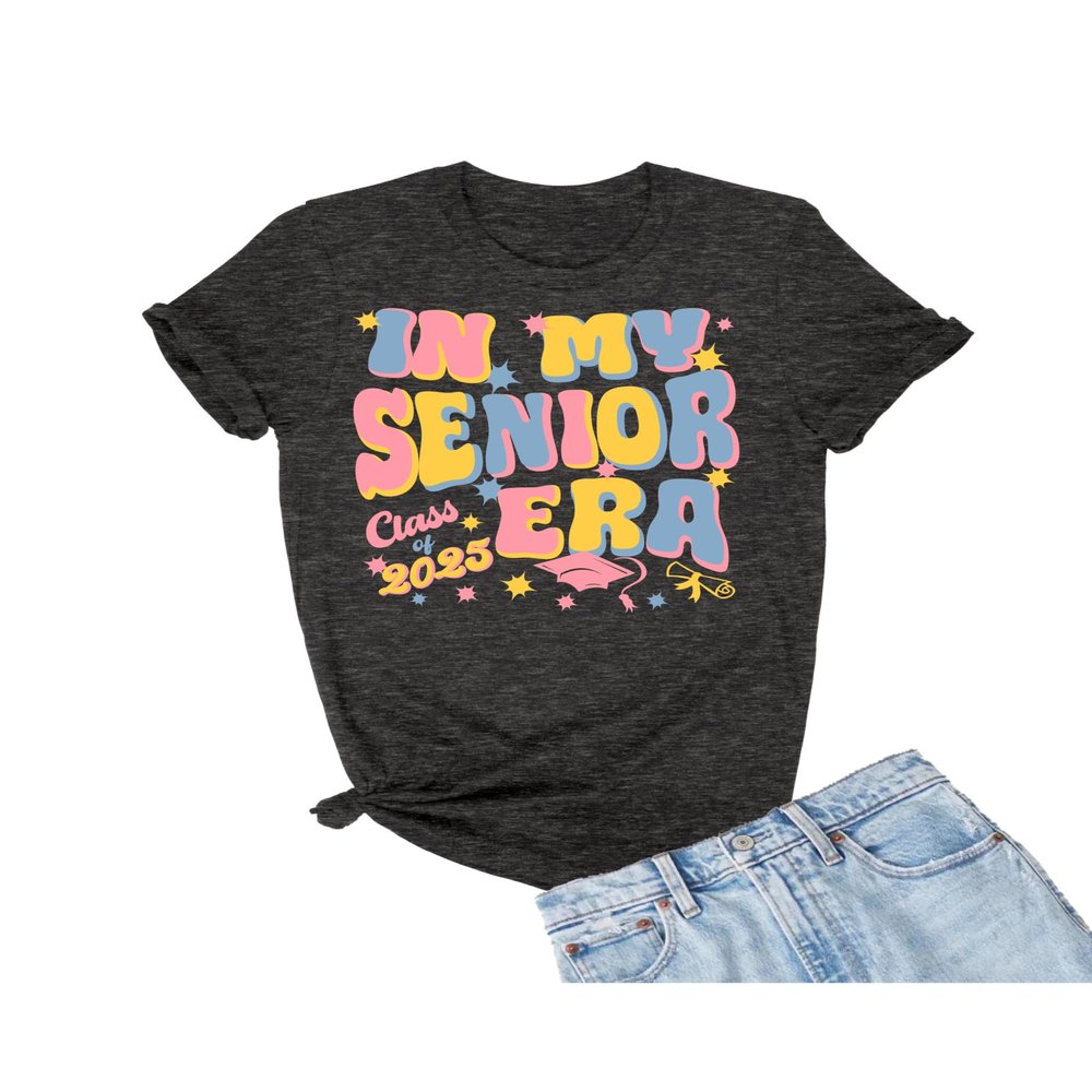 5X-Large Heather Black Mens in My Senior Era 2025 High School College T-Shirt