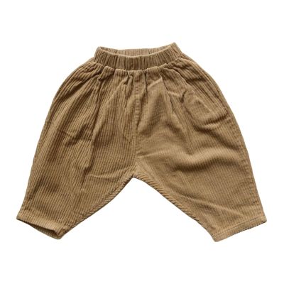 Toddler Boys Girls Corduroy Pants Pull On Trousers Plain Elastic Waist Sweatpants Baby Solid (Khaki, 18-24 Months)