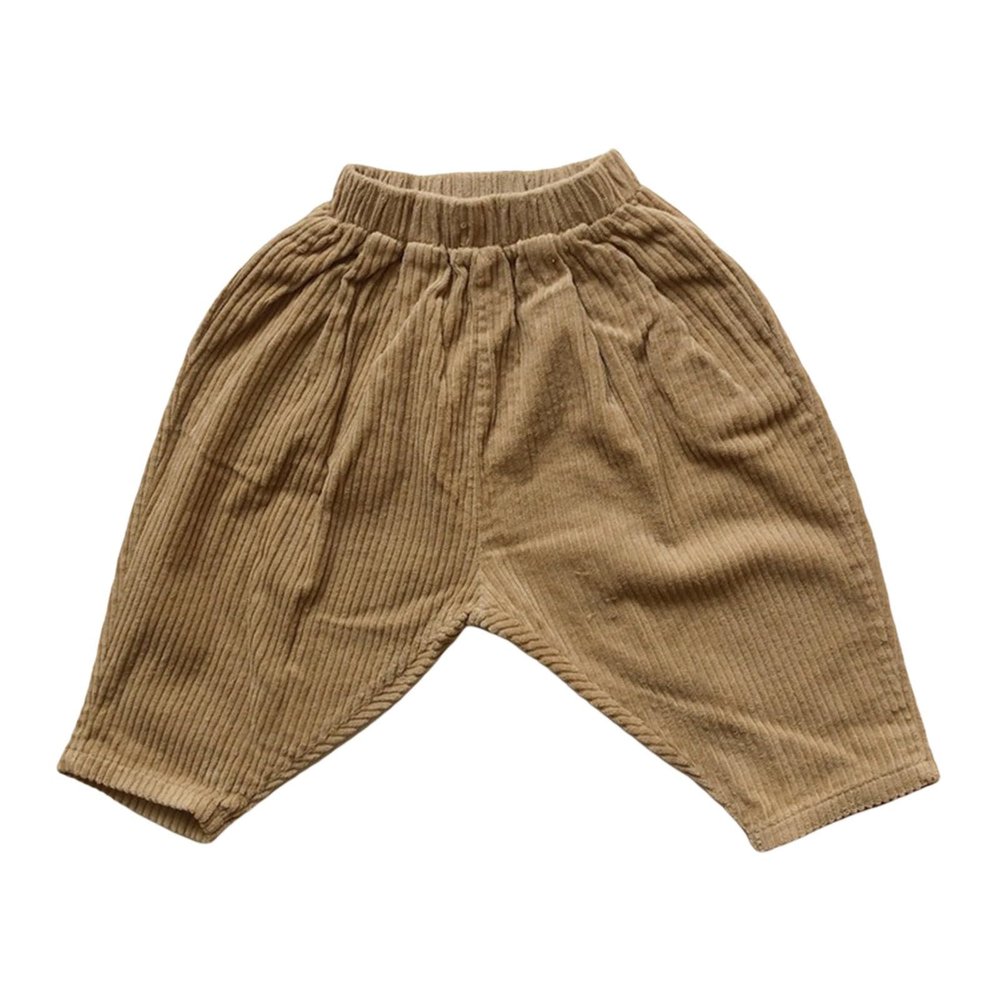 Toddler Boys Girls Corduroy Pants Pull On Trousers Plain Elastic Waist Sweatpants Baby Solid (Khaki, 18-24 Months)
