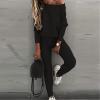 2 Piece Sets for Women Lounge Sets Sweatshirt Legging Jogger Set Tracksuits Sweatsuit Workout Outfits Fall Clothes (Black, S) view 2