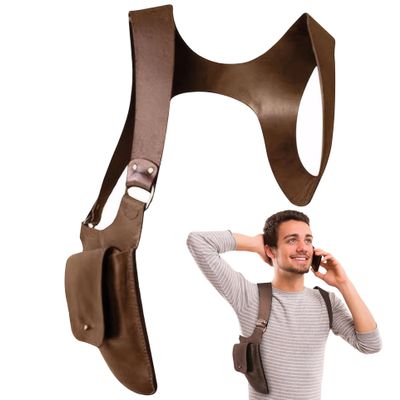 Backpack Shoulder Strap Pouch PU Hidden Underarm Shoulder Bag Retro Medieval Backpack Mobile Phone Bag Shoulder Wallet Concealed Pack for Steampunk Parties Shopping Cosplay, Bandolier