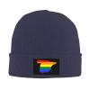 MULIHU LGBT Flag Map of Spain Beanie Hat for Men Women Winter Warm Knit Hats Ski Hat Skull Cap Navy Blue view 2