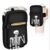 Water Bottle Pouch Backpack For Stanley Quencher Cup - Black Skeleton Print 40 30 oz Tumbler Bag Purse Pack Wallet For Phone Keys Gym Accessories view 1