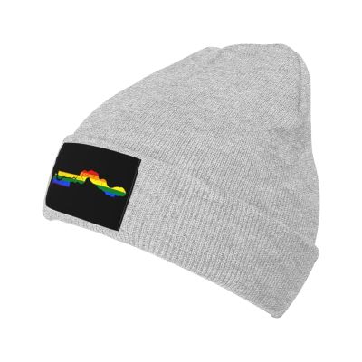 MULIHU LGBT Flag Map of The Gambia Beanie Hat for Men Women Winter Warm Knit Hats Ski Hat Skull Cap Gray