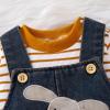 9 Month Baby Boy Clothes Fall Winter Newborn Fashion Outfits Infant Long Sleeve Striped Romper Cute Dog Cartoon Button Jeans Overalls Pants Set Brown 9-12 Months view 4