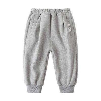 Unisex Toddler Fleece Sweatpants Cotton Elastic Waist Fall Winter Baby Boys Girls Jogger Pants (Grey, 12-18 Months)