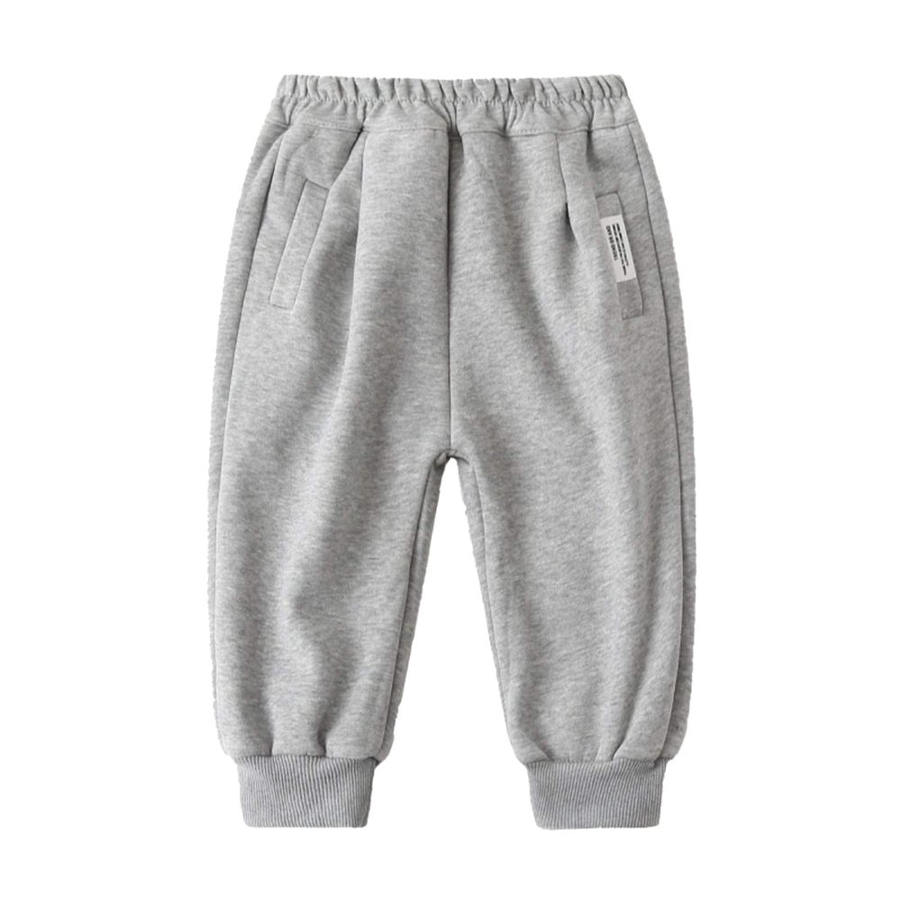 Unisex Toddler Fleece Sweatpants Cotton Elastic Waist Fall Winter Baby Boys Girls Jogger Pants (Grey, 12-18 Months)