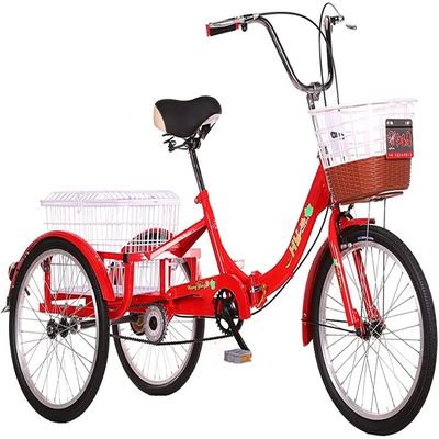 DBZRRKHDC Adult Tricycle Cruiser Bike Shopping Outdoor Sport Folding Adult Tricycle 20 Inch Trike 3 Wheel Bikes Bicycles with Large Basket Low-Step Through Frame Adjust Saddle