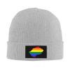MULIHU LGBT Flag Map of Lesotho Beanie Hat for Men Women Winter Warm Knit Hats Ski Hat Skull Cap Gray view 2