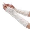 Arm Warmers Long Fingerless Gloves Knit Wrist Warmers with Thumb Hole Arm for Women Arm Warmers Girls (White, One Size) view 1