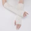 Arm Warmers Long Fingerless Gloves Knit Wrist Warmers with Thumb Hole Arm for Women Arm Warmers Girls (White, One Size) view 3
