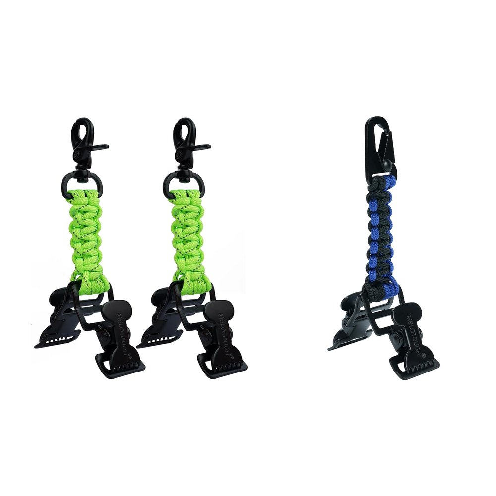 MELOTOUGH Tactical Glove Clip Work Glove Belt Clip with 2 Alligator Clips for Hiking,Camping,Hunting,Outdoor Activities(Lime 2pcs & Blue 1pcs)