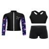Hansber Kids Girls Figure Skating Outfit Tracksuit Sleeveless Dance Crop Top and Boyshorts with Jacket Suit for Gymnastics Black 14 Years view 1