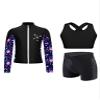 Hansber Kids Girls Figure Skating Outfit Tracksuit Sleeveless Dance Crop Top and Boyshorts with Jacket Suit for Gymnastics Black 14 Years view 2