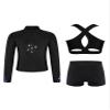 Hansber Kids Girls Figure Skating Outfit Tracksuit Sleeveless Dance Crop Top and Boyshorts with Jacket Suit for Gymnastics Black 14 Years view 3