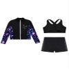 Hansber Kids Girls Figure Skating Outfit Tracksuit Sleeveless Dance Crop Top and Boyshorts with Jacket Suit for Gymnastics Black 14 Years view 4
