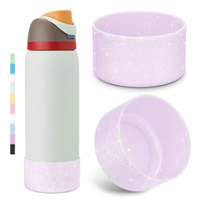 2PCS Glitter Silicone Boot for Owala Water Bottle 24 oz 32 oz 40 oz, Anti-Slip Protective Sleeve for Owala Twist,FreeSip and Flip Stainless Steel Water Bottle, BPA-Free, Dishwasher Safe, Accessories
