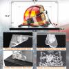 Acrylic Fireman's Helmet Display Case Clear Cowboy Hat Display Case Large Helmet Display Case Large Rectangle Box UV Protection Memorabilia Collectibles Showcase with Mirror & Carbon Fiber Skin Base view 2