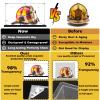 Acrylic Fireman's Helmet Display Case Clear Cowboy Hat Display Case Large Helmet Display Case Large Rectangle Box UV Protection Memorabilia Collectibles Showcase with Mirror & Carbon Fiber Skin Base view 3