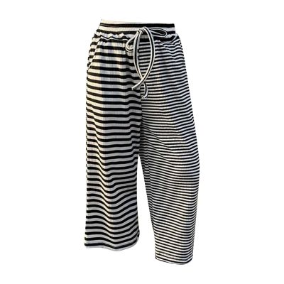 Little Girls Stripe Wide Leg Pants with Pockets Toddler Elastic High Waist Straight Leg Loose Pants Boys (A, 5-6 Years)
