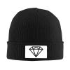 Diamond Beanie Hat for Men Women Winter Warm Knit Hats Ski Hat Skull Cap Black view 2