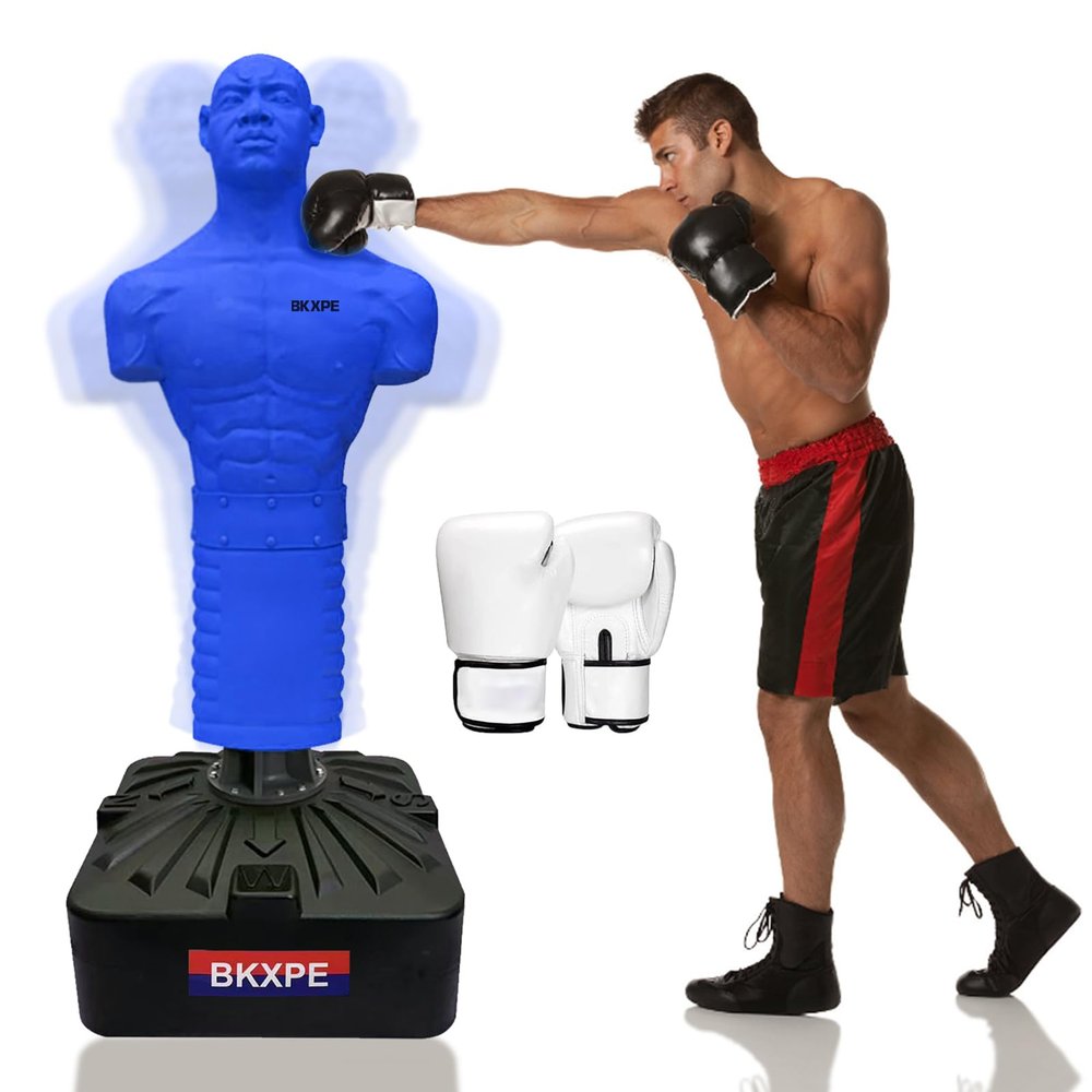 Bob Punching Dummy, Durable Silicone Punching Bag with Large Stable Base for Adults & Kids, Freestanding Training Target for Boxing, Taekwondo, MMA, Home Gym(Blue)