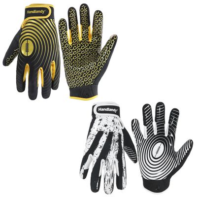 HANDLANDY Bundle - 2 Pairs of Youth Football Gloves, Sticky Wide Receiver Gloves for Kids & Adult,Sticky Wide Receiver Gloves