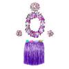 BAJOTAL Hawaiian Luau Hula Grass Skirt with Large Flower Costume Set for Dance Party Decorations Supplies (16" - Purple) view 1