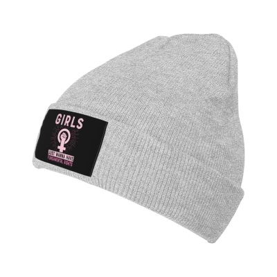 MULIHU Girls Just Wanna Have Fundamental Rights Feminism Beanie Hat for Men Women Winter Warm Knit Hats Ski Hat Skull Cap Gray